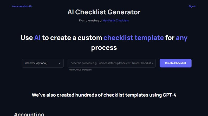 AI Checklist Generator